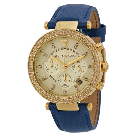 michael kors parker chronograph leather watch|michael kors women's parker watch.